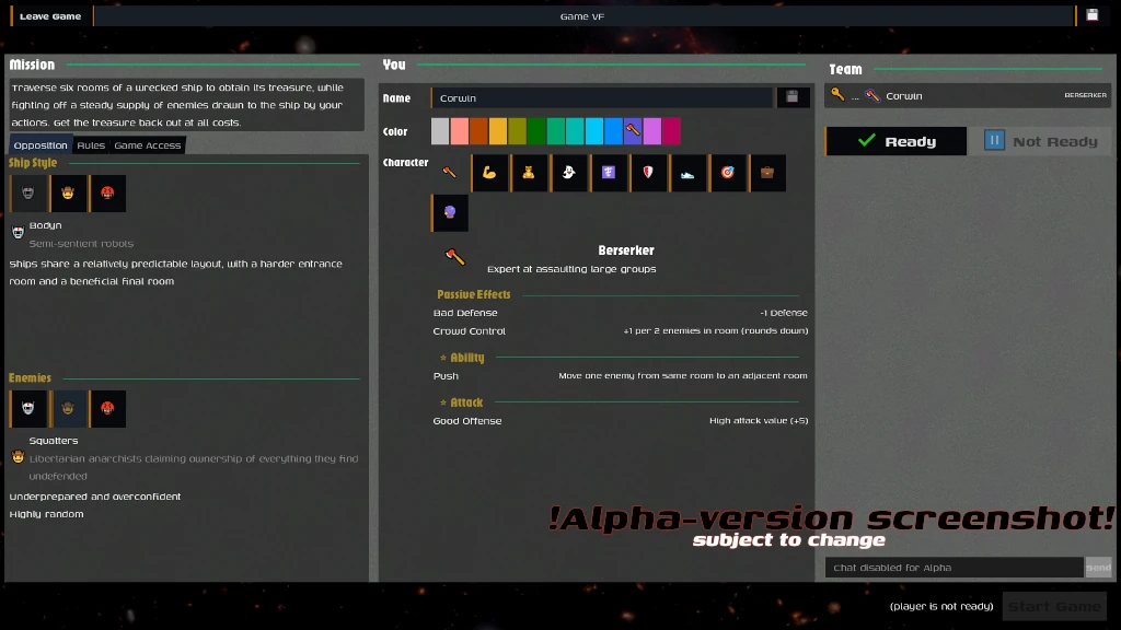 Screenshot of the Game Room interface